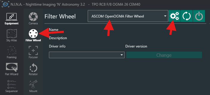 Filter wheel driver selection