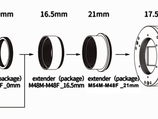 55mm of back-focus using accessories included with the camera