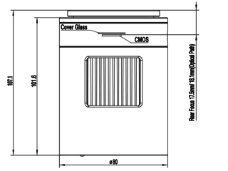 OGMA Cooled camera side view mechanical drawing