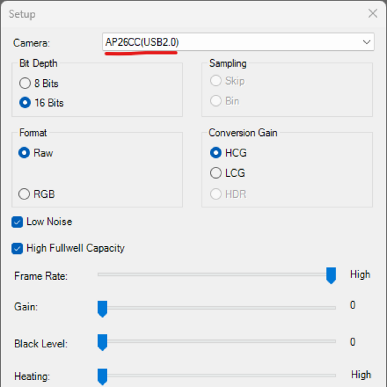 A camera connected to a computer USB 2.0 port