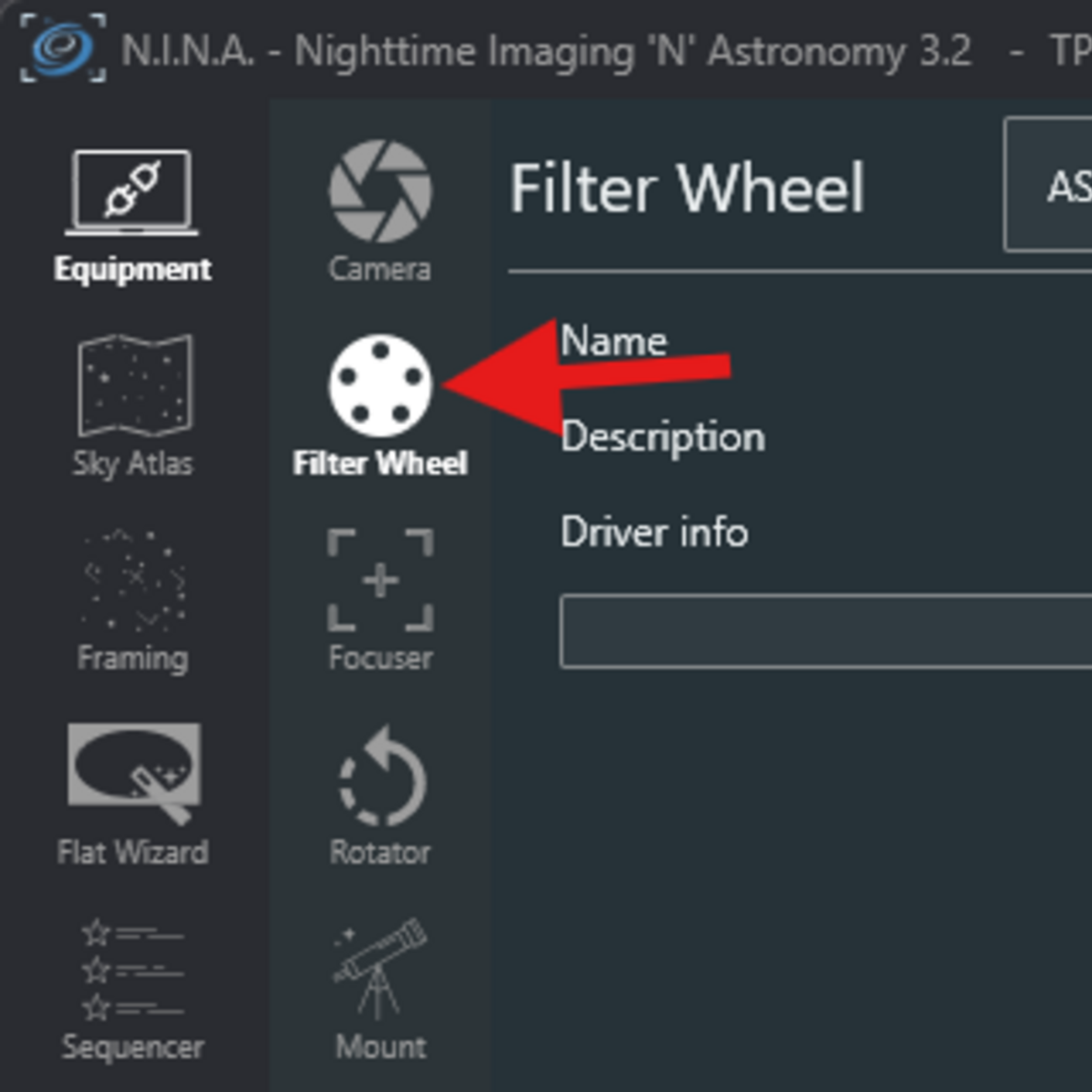Filter wheel driver selection