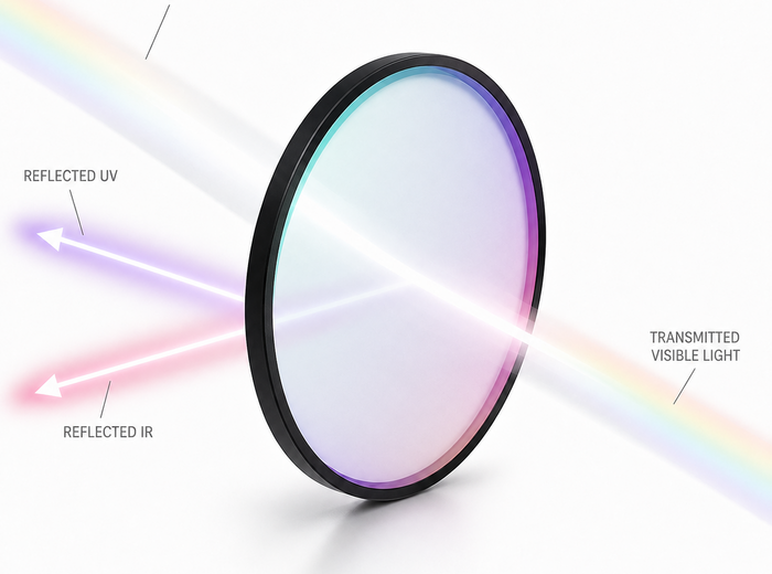 UV/IR light reflecting from a filter