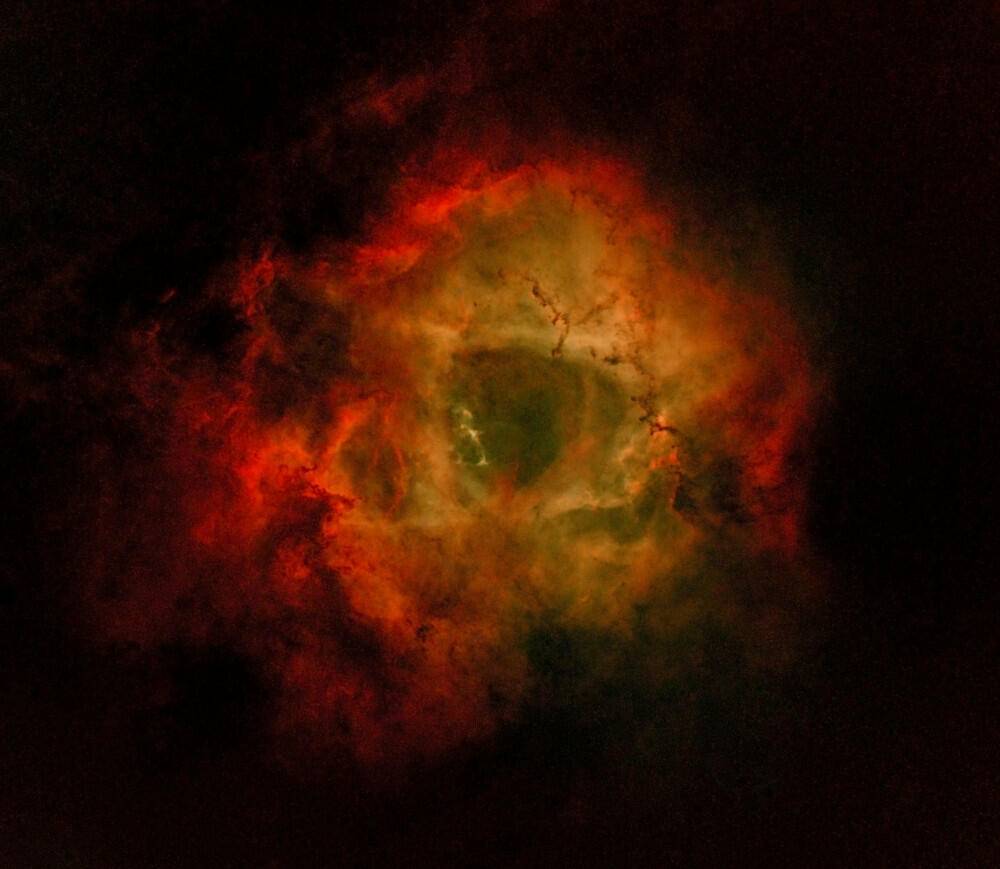 The Nebulosity of the Rosette Nebula (NGC 2237) taken with OGMA AP26CC (stars removed)